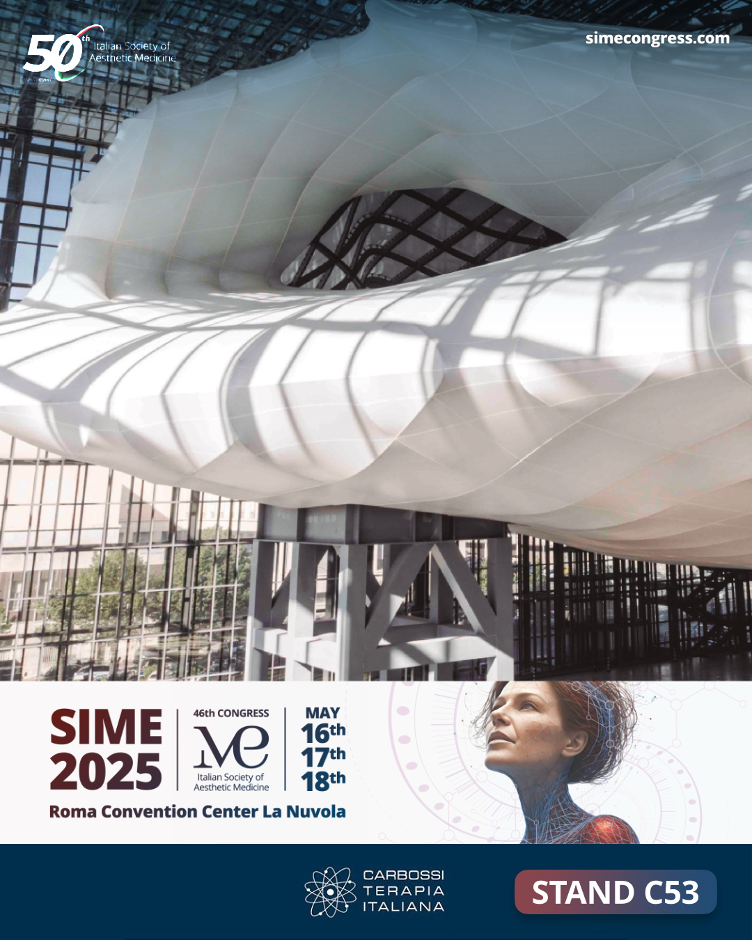 🎉 Carbossiterapia Italiana sarà presente al SIME 2025!📍 Roma, 9-11 Maggio – Stand C53Siamo entusiasti di annunciare la nostra partecipazione al SIME 2025, uno degli appuntamenti più importanti della medicina estetica internazionale!📅 Abbiamo preparato per voi un ricco calendario di presentazioni e approfondimenti dedicati alla Carbossiterapia e alle sue straordinarie applicazioni nel campo della medicina estetica.Interverranno alcuni tra i migliori esperti del settore, con i quali collaboriamo ogni giorno per portare innovazione, ricerca e risultati concreti.🔬 Ma le sorprese non finiscono qui:allo Stand C53 vi aspettano tutti i nostri dispositivi di ultima generazione, i prodotti più richiesti, tra cui il nostro portfolio di prodotti a base di #esosomi, e una selezione di novità assolute che presenteremo in anteprima proprio durante il congresso.✨ Che siate professionisti già esperti o curiosi di scoprire le potenzialità della carbossiterapia, passate a trovarci: il nostro team sarà felice di accogliervi, rispondere alle vostre domande e mostrarvi da vicino tutte le nostre soluzioni.📍 Non mancate: #SIME2025 è l’occasione perfetta per incontrarci di persona!#CarbossiterapiaItaliana #Carbossiterapia #MedicinaEstetica #SIME2025 #CongressiMedici #InnovazioneEstetica
