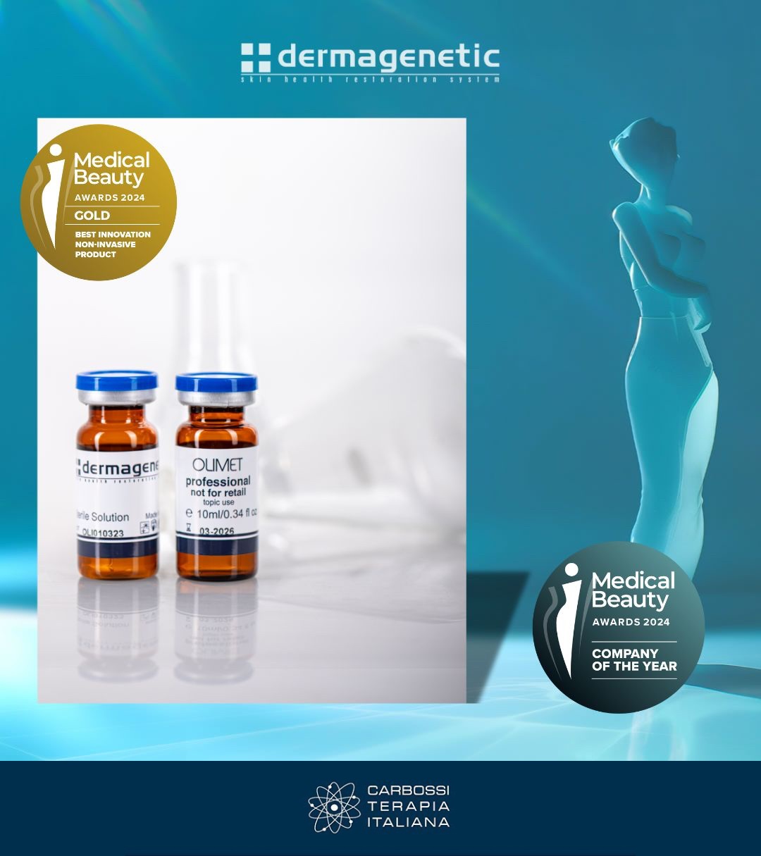 🥇 Gli esosomi #Olimet Dermagenetic sono il miglior prodotto innovativo non invasivo ai Medical Beauty Awards!La proposta più innovativa della medicina estetica nel campo della salute della pelle si basa sugli esosomi e sulla loro capacità unica di comunicare con le cellule adiacenti e migliorare i meccanismi di riparazione.Scopri di più nel nostro sito 👉 https://carbossiterapia.it/esosomi-e-multiesosomi/#CarbossiterapiaItaliana#Dermagenetic #Esosomi