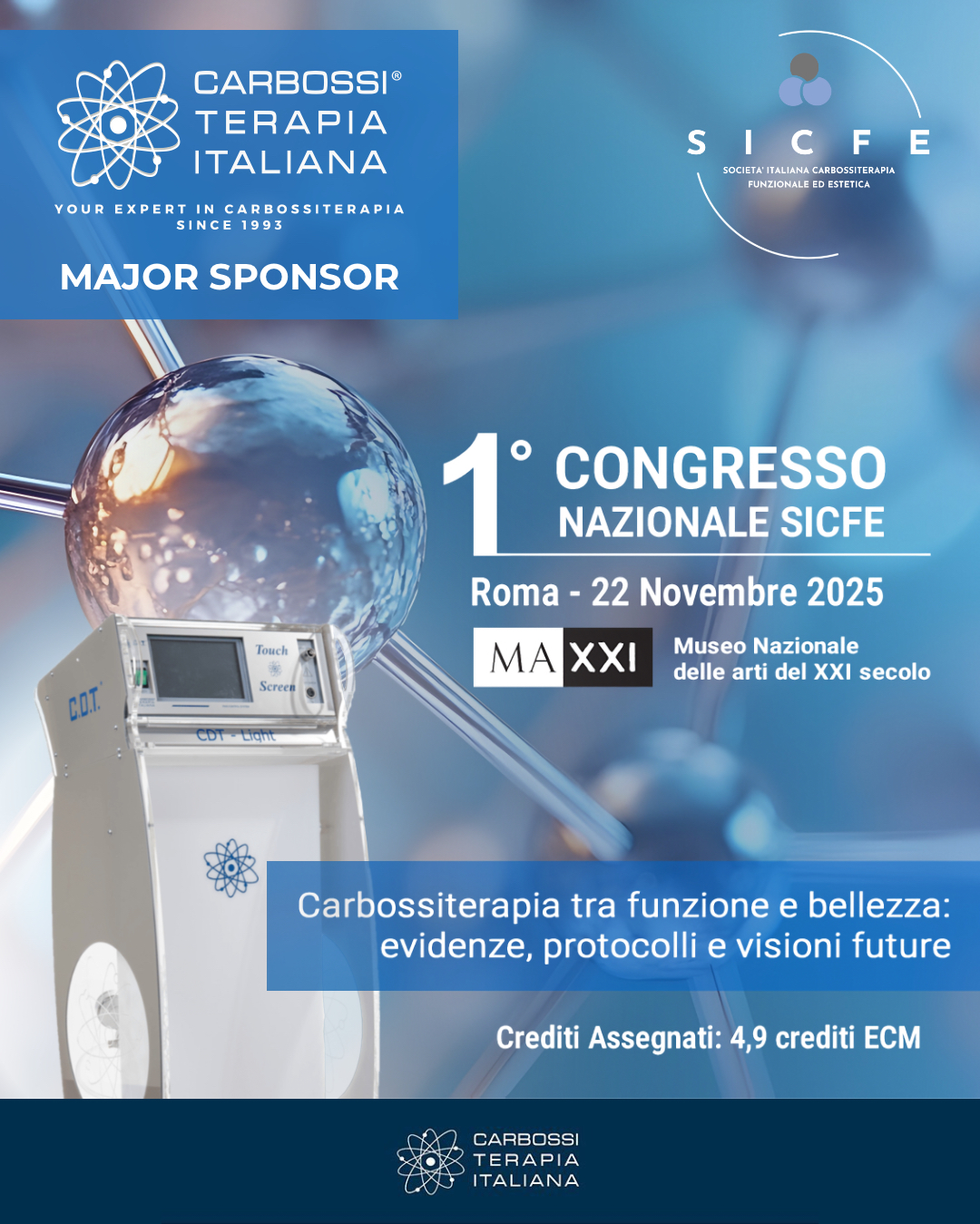 🎓 SICFE 2025 – Roma, MAXXI Museo Nazionale delle Arti del XXI secolo
📅 Sabato 2025 (data definitiva in aggiornamento)

✨ Carbossiterapia tra funzione e bellezza: evidenze, protocolli e visioni future
Una giornata di alta formazione dedicata alla carbossiterapia come strumento medico tra salute, rigenerazione e armonia estetica.

🔬 Tavole rotonde, lectio magistralis e sessioni tematiche su:
• Impatto sistemico e applicazioni in medicina estetica e funzionale
• Nuove frontiere della bellezza consapevole
• Strategie integrate per il benessere cellulare e cutaneo
• Visioni normative e formative per il futuro della disciplina

🧠 Tra i relatori: Cesare Brandi, Nadia Fraone, Pier Antonio Bacci, Adelina Petrone, Maura Secchi, Monica Baldessin, e molti altri esperti di riferimento.

📍 MAXXI – Roma
📚 4,9 crediti ECM | Corso rivolto ai Medici Chirurghi di tutte le discipline

👉 Unisciti a noi per esplorare il futuro della carbossiterapia, tra funzione, fisiologia e bellezza consapevole.

#SICFE2025 #Carbossiterapia #MedicinaEstetica #Rigenerazione #SaluteEBellezza #FormazioneECM #SIME #MAXXIRoma