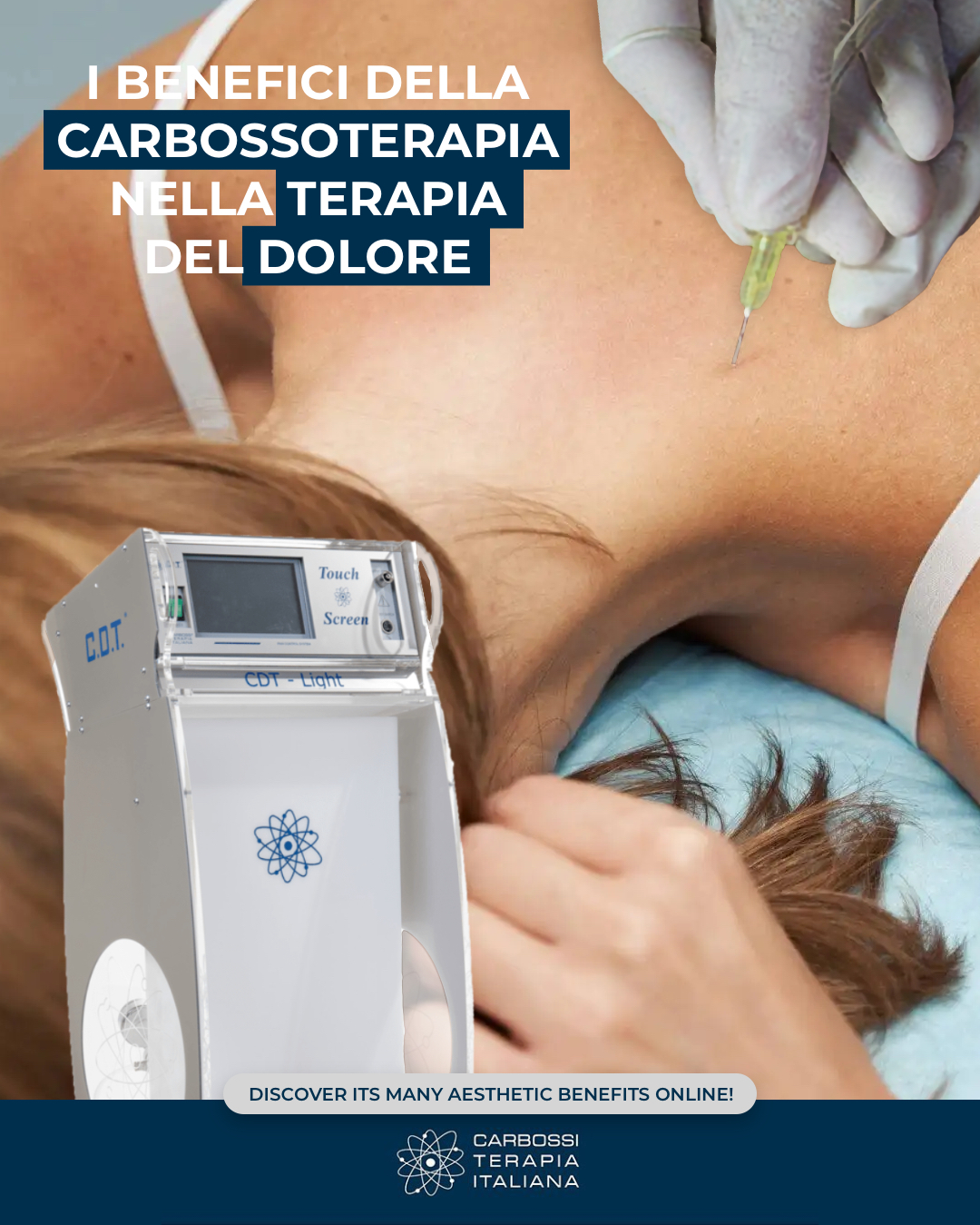 La carbossiterapia non è solo per l'estetica: può essere uno strumento intelligente anche nella terapia del dolore. 💉💨

Ecco la logica alla base:

🧠 Migliore microcircolazione, meno dolore
Le iniezioni di CO₂ causano una vasodilatazione locale: più sangue, più ossigeno, meno edema e congestione tissutale – spesso fattori chiave nel dolore cronico.

🔥 Effetto antinfiammatorio
Una migliore perfusione aiuta a rimuovere più velocemente i metaboliti infiammatori e le tossine, riducendo quella costante sensazione di bruciore, pesantezza o tensione.

🧬 Modulazione dei recettori del dolore
Le variazioni di pH e ossigenazione possono influenzare i nocicettori (recettori del dolore), contribuendo a ridurre la percezione del dolore nel tempo.

🤝 Parte di una strategia completa per il dolore
La carbossiterapia funziona meglio se combinata con fisioterapia, riabilitazione, farmaci ed esercizio fisico mirato – non come "magia", ma come fisiologia in azione.

👉 Eseguito sempre da un medico, dopo un'adeguata valutazione e nell'ambito di un piano di trattamento personalizzato.
Il dolore è un segnale, non una condanna a vita: la CO₂ può essere un ulteriore strumento per aiutare ad abbassare il volume.

Contattaci per scoprire di più.
#CarbossiterapiaItaliana #CDTLight #MedicinaEstetica #Terapiadeldolore #carbossiterapia