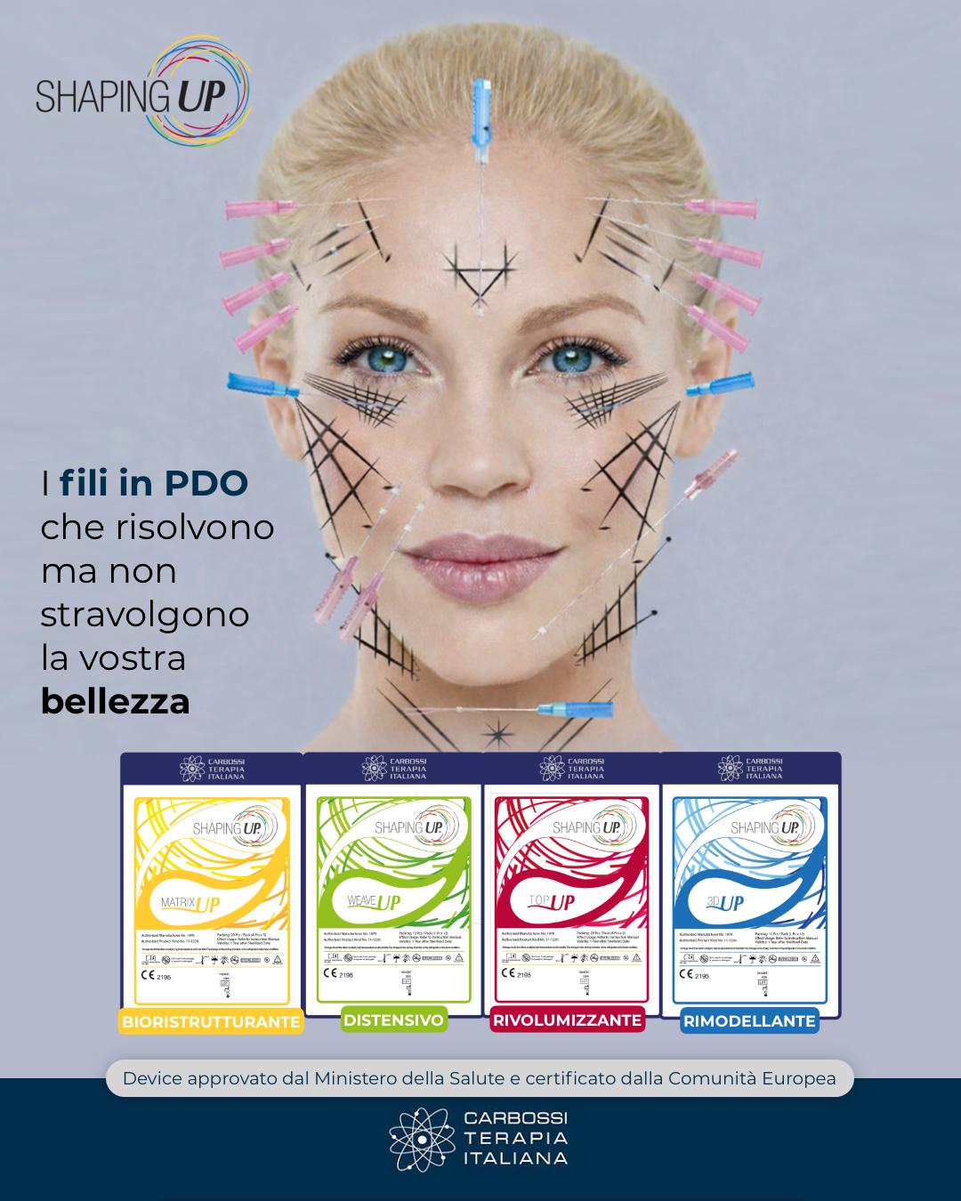 #ShapingUp è l’innovativo trattamento estetico che risolve ma non stravolge. Grazie all’uso di fili biorivitalizzanti in polidiossanone ridona elasticità, vitalità e tonicità alla tua pelle senza ricorrere a bisturi e anestesia.

Contattaci o visita il sito web per scoprire l’intera linea.
👉 https://www.shapingup.it/home/
#carbossiterapiaitaliana